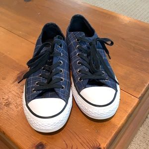Converse All Star blue plaid sneakers size 7.5